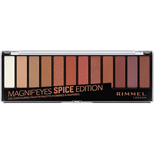 Rimmel London Magnif'Eyes Eyeshadow Palette, 12 Shades, Blendable Formula, Versatile, 005, Spice, 0.5oz