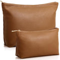 Kigeli 2 Pcs Small Makeup Bag Set for Purse PU Leather Cosmetic Bag Makeup Travel Toiletry Pouch Aesthetic Preppy Organizer Storage Pouch for Valentine Women Gift(Brown)