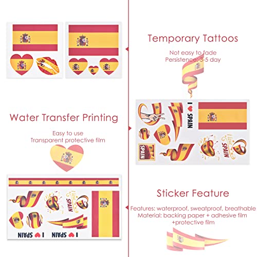 Spain Flag Temporary Tattoos 24-Pack | Football Party
