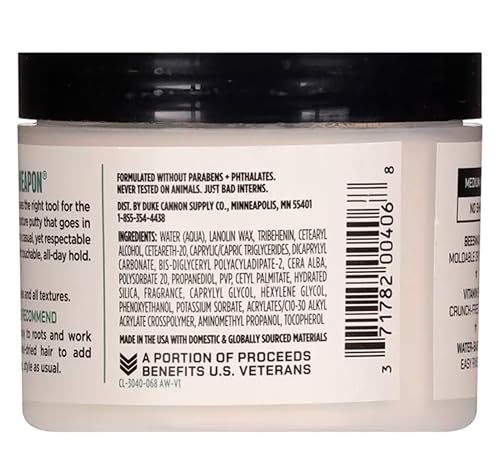 Duke Cannon Dry Hold Texture Putty - Medium Hold Hair Putty 4.6oz