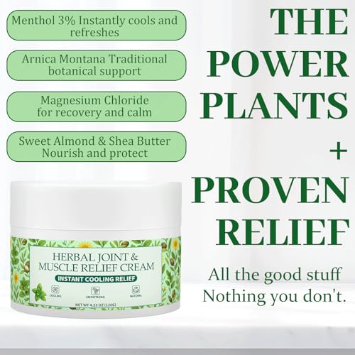 Instant Cooling Relief Cream - Herbal Menthol Soothing Gel, Joint Flex Cream Activities Throughout The Body, Cooling Ointment for Muscle, Head, Lumbar, Neck, Hands, and Feet (1 pcs, 4.23OZ)