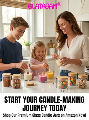 Clear 4oz Glass Candle Jars with Bamboo Lids 12-Pack - Reusable Candle Containers
