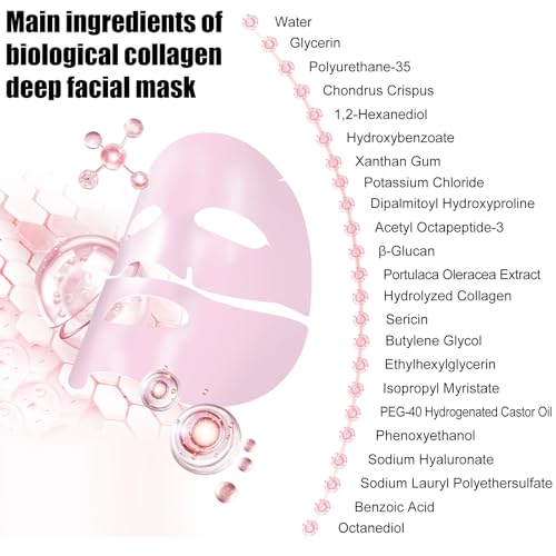 Collagen Face Mask- Hydrating Overnight Hydrogel Facial Mask Suitable for Women's Delicate Skin care, Minimizes Pores, and Firms Skin (28 grams) ¡¿ 4 pieces