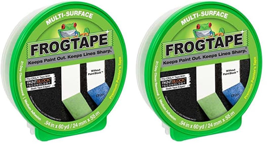 FROGTAPE 1358463 Multi-Surface Painter's Tape with PAINTBLOCK, Medium Adhesion, 0.94" Wide x 60 Yards Long, Green (Pack of 2)