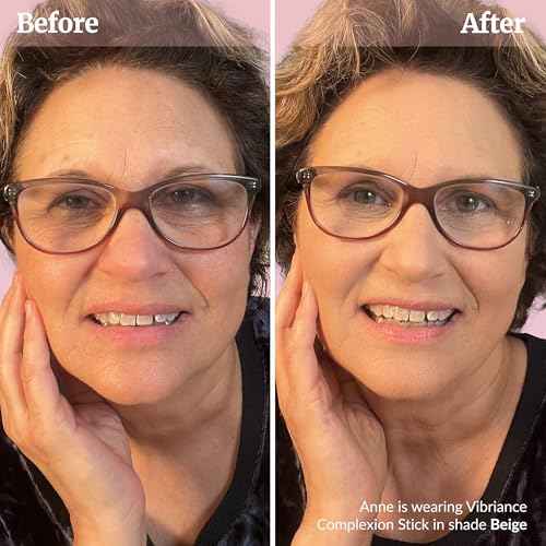 Vibriance Complexion Sticks - Foundation for Mature Skin - Sheer, Buildable Coverage Face Makeup Foundation for Older Women - 3-in-1 Base, Contour, Concealer - Beige