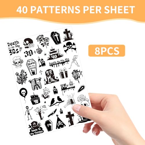 Death to My 30s Temporary Tattoos - 296 Pcs Party Favors