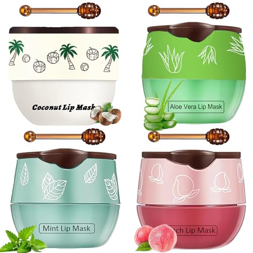 Bee Lip Balm Honey Pot 4-Pack – Moisturizing Overnight Lip Mask