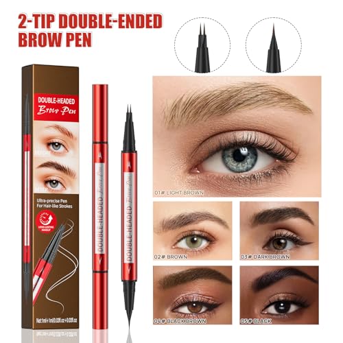 Yanqina Double Ended Waterproof Eyebrow Pencil - 2-in-1 Brow Filler & Liner