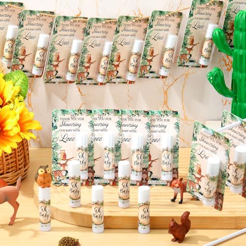 Sacubee 30 Pack Baby Shower Party Gifts Favors Gifts Bulk Lip Balms for Guests Friends precious Neutral Gender Reveal Favors Baby Shower Prizes Souvenirs Baby Gift Bags Stuffers(Woodland)