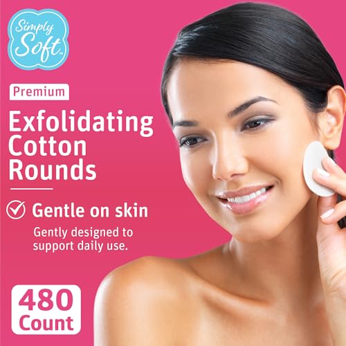 Simply Soft Exfoliating Dual-Textured Cotton Rounds - 6 Pack (480 Count)