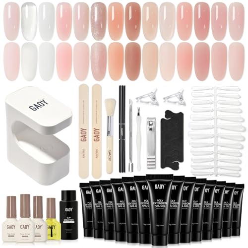 GAOY Poly Gel Nail Extension Kit with UV Light - 14 Colors Starter Kit