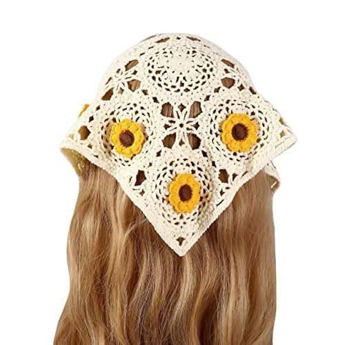 Floerns Women's Accessories Floral Hair Scarf Crochet Kerchief Vintage Headbands