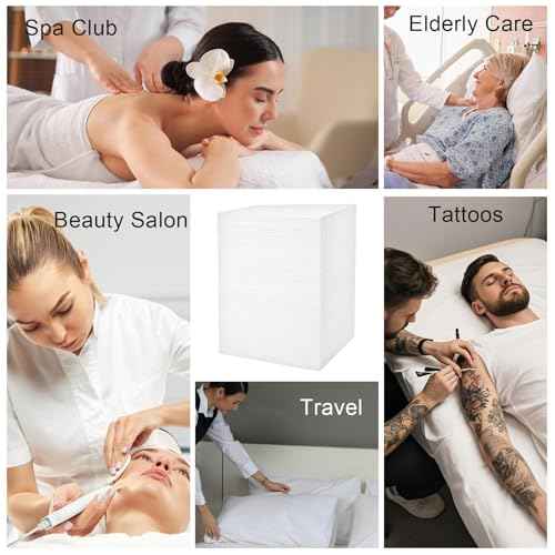 200 Piece Disposable Massage Table Sheets 31" x 71" - Non-Woven Fabric Bed Covers for Spa, Massage, Beauty & Tattoos - Breathable, Hygienic (White)