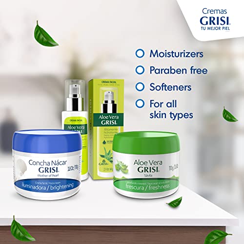 Grisi Aloe Vera Cream, Moisturizing Cream for all skin types enriched with Aloe Vera, Face Cream to Moisturize and Regenerate your skin, Keep Natural Balance, Skincare, Paraben-Free, 2.1 FL Oz, Bottle