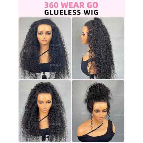 Curlyme 360 Lace Front Wigs Human Hair 360 Fit Wig Pre Bleached Pre Plucked Water Wave Human Hair Pre Cut 360 Lace Wear Go Glueless Wig Human Hair For Women Natural Hairline 180% Density 18 Inch