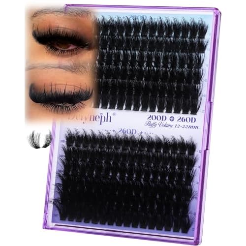 Fluffy Lash Clusters with Spikes 200D+260D Manga Volume Eyelash Clusters 12-22mm Long Cluster Eyelash Extensions D Curl Cluster Lashes Wispy Individual Lashes Clusters by Delyneph