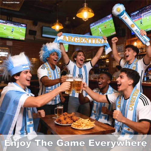 Argentina Soccer Fan Support Kit - 6-Piece Accessory Set
