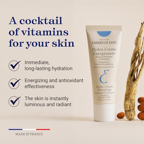 Embryolisse Vitamin C Energizing Face Moisturizer. Radiance-Boosting, Anti-Aging Daily Cream for Immediate and long-lasting hydration & Glow, 1.35 Fl Oz