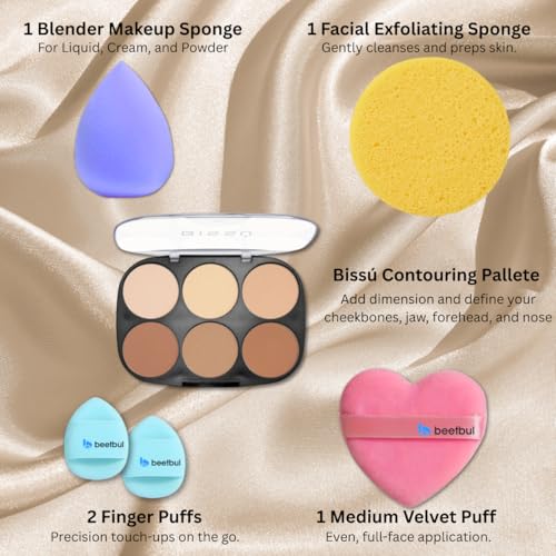 Makeup Kit Bissú Contour Palette with Velvet Puff & Sponges - 01 Clear to Medium
