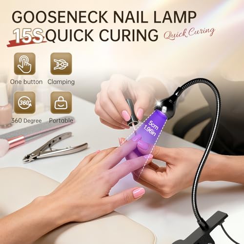 AORAEM LED Nail Lamp - USB Powered Gel Curing Light with Gooseneck Clamp