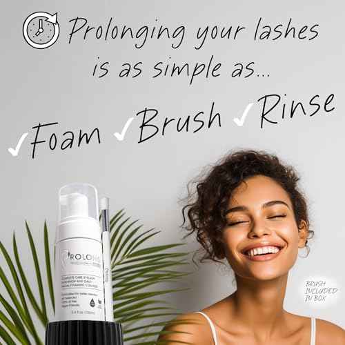 Eyelash Extension Shampoo & Brush - Large 100ml Bottle - Gentle Foaming Cleanser Lash Wash for Extensions and Natural Lashes - Safe Daily Makeup Remover - Paraben & Sulphate Free - Salon & Home Use