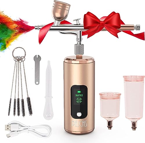 PELCAS Cordless Airbrush Kit with Compressor, 36PSI Dual-Action