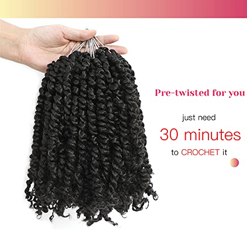 The BOHOBABE Crochet Passion Twist Hair Pretwisted 10 Inch Short Pre-looped Passion Twist Crochet Braiding Hair 8 Packs (1B)