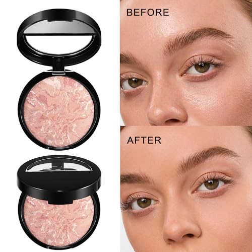 AKARY Baked Powder Foundation, Oil Control Correcting Buildable Light