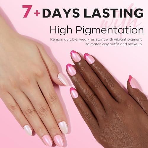 modelones Nail Polish 6 Colors Hot Pink White Nude Pink Nail Polish Set Shimmer Light Pink Pearl Summer Quick Dry Finger Nail Polish Bulk Manicure DIY Nail Art Salon Home Gift For Women