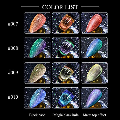 MIZHSE 9D Cat Eye Gel Nail Polish, Magnetic Gel Polish Set, Auroras Snowlight Chameleon Effect Soak Off UV LED with Magnet Stick Gel Nail Polish Set 10pcs (9D Collection 2)