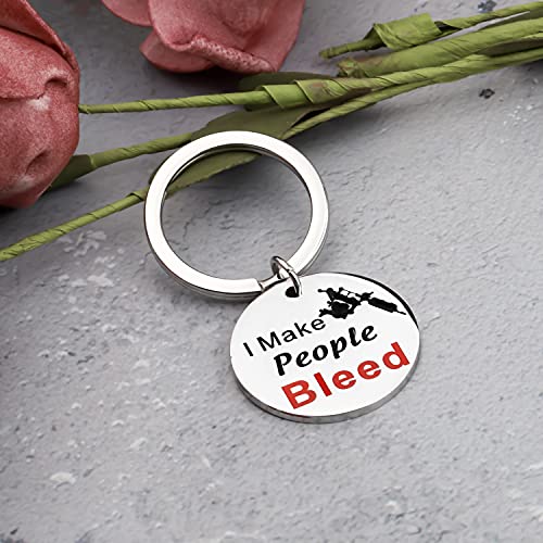 AKTAP Tattoo Lover Keychain - Tattooer Jewelry Body Art Modification Gift for Artists I Make People Bleed