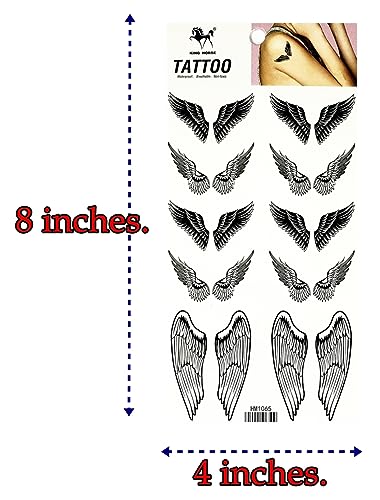 Black Angel Wings Temporary Tattoo Stickers - Pack of 2