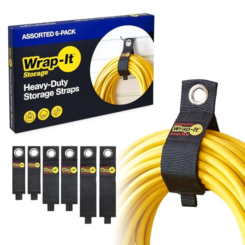 Black Heavy-Duty Wrap-It Storage Straps Assorted 6-Pack - Cord & Tool Organizer