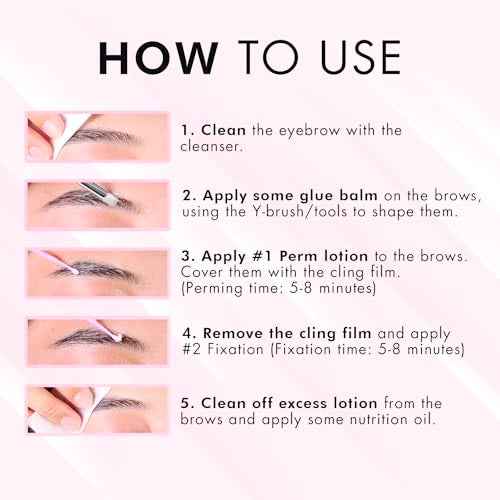 Eyebrow Lamination Kit, At-Home Brow Lift Kit for Beginner/Professional, Includes Instructions, Lasts 6-8 Weeks, 15 Applications, Safe & Effective - BK1