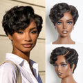 Short Pixie Cut Glueless Wig 6 Inch Human Hair Pre-Styled