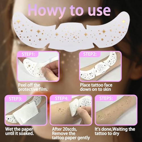Glitter Freckles Stickers - 12 Sheets Star & Heart Face Tattoos