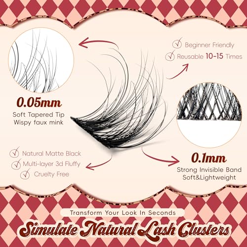 VYRILA Lash Clusters 0.05mm PBT Fiber D Curl 80pcs 8-16mm
