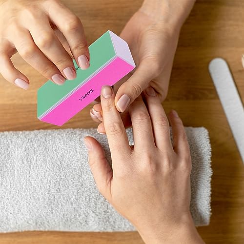 4-Way Nail Buffer Block Set - 6 Pieces for Natural & Acrylic Nails