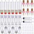 Maitys 28 Pieces Transparent Empty Lip Gloss Tube Containers Include 24 Pencil and Candy Shaped Oil Bottles Ice Cream Funny Light Bulb Balm Tube, 4 Plastic Syringe for Women Girls DIY