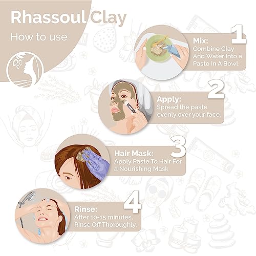 Fatima's Garden Rhassoul Clay - Natural Detox Clay for Skin & Hair, 250g