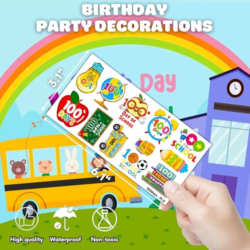 100 Days of School Temporary Tattoos - 96 Piece Set