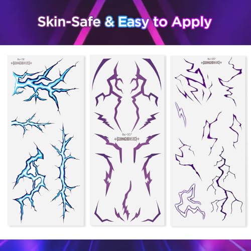 Glow-in-the-Dark K-pop Temporary Tattoos – Dark Fantasy Symbol Set
