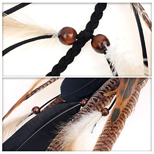 Feather Hair Clip Extensions - 2 Pack Bohemian Peacock Mixed Colors