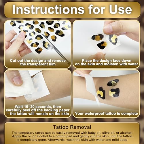Leopard Print Temporary Face Tattoos with Glitter - Halloween Party