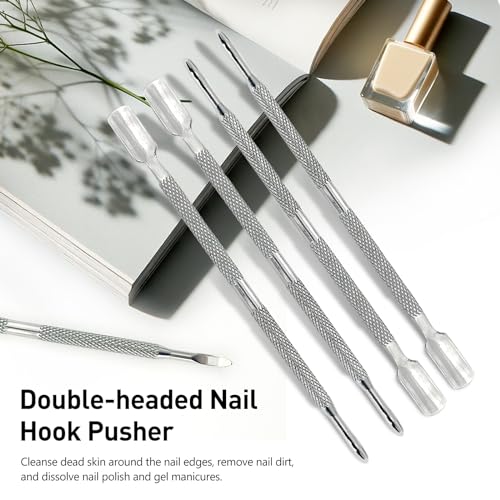 Stainless Steel Cuticle Pusher Set - Dual-Sided Manicure Tools (5 Pcs)
