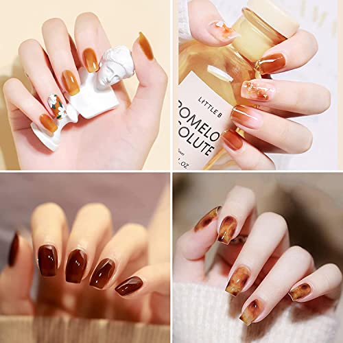 Omainy Jelly Gel Nail Polish Set,Brown Jelly Gel Polish Set,Translucent Gel Nail Polish,Crystal Jelly Clear Gel Nail Polish,Sheer Gel Nail Polish Set,Brown Fall Colors,Soak Off UV LED Nail Art CS6001