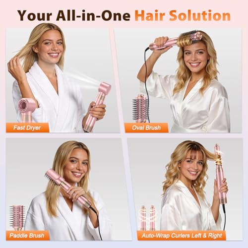 5-in-1 Hair Dryer Brush with Auto-Wrap Curler & Volumizer