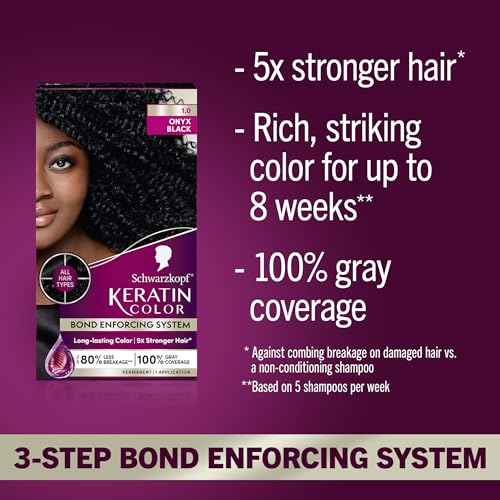 Schwarzkopf Keratin Permanent Hair Dye Cream - 1.0 Black Onyx