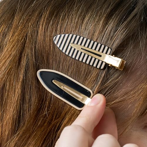 L. Erickson Tango Pinch Clip, 4 Pack Black & Cream, Cute Styling Hair Clips