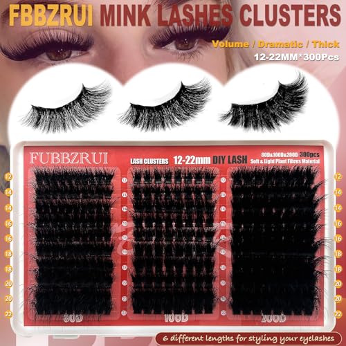 Fluffy D Curl Lash Clusters 12-22mm Mega Volume DIY Extensions